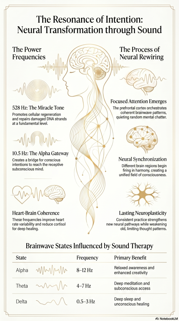 Infographic demonstrating how sound transforms the brain